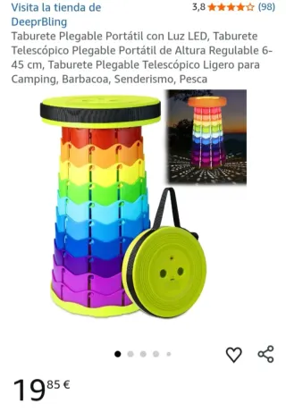 Taburete plegable con luz LED