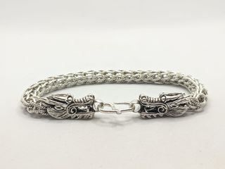 Pulsera Dragones de plata de 925, 41.57 g, 23 cm.