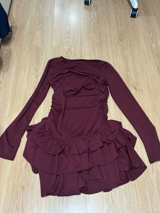 Vestido burdeos manga larga