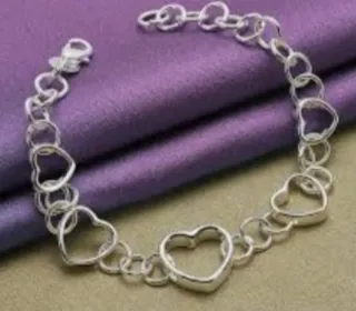 Pulsera Plata 925 Corazones