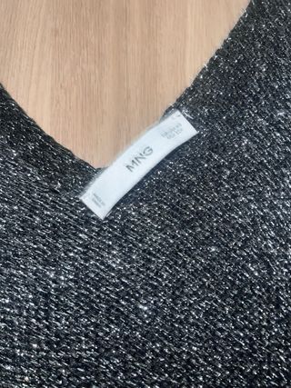 Vestido Mango Negro Plateado Talla XS