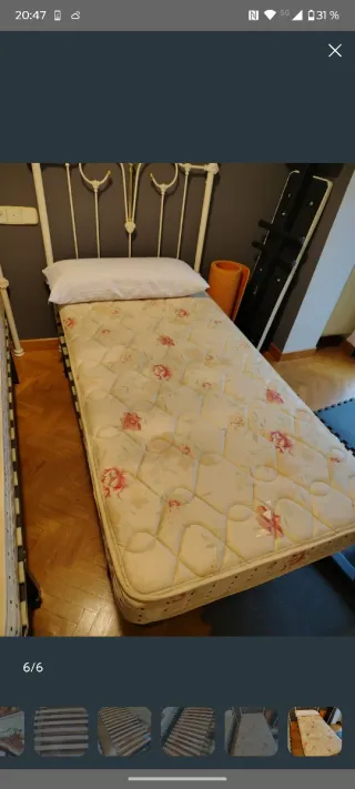 2 colchones de 90 con somier y cabezal