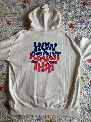 Zara hoodie oversize white "abstract artist" (M)