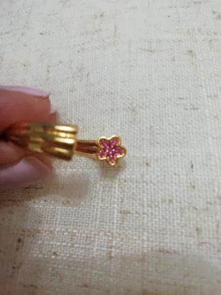 Anillo Tous Oro 925 Ajustable Flor Verde