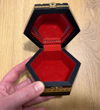 Caja joyero madera marroquíneria con espejo