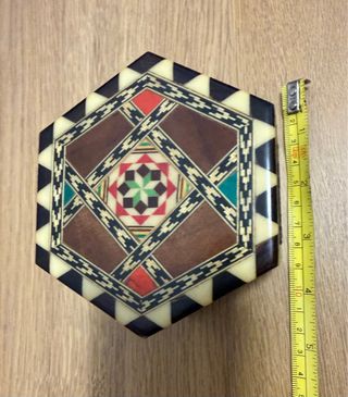 Caja joyero madera marroquíneria con espejo