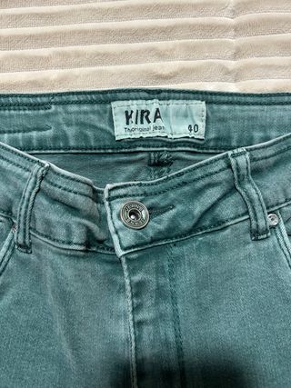 Jeans Kira skinny tiro medio verde agua T40