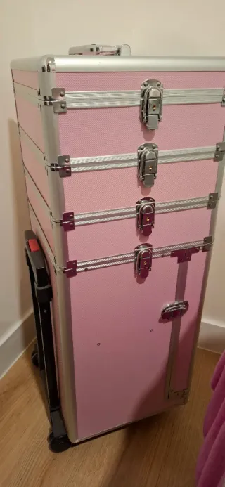 Maletín Peluquería/Maquillaje Rosa con Ruedas