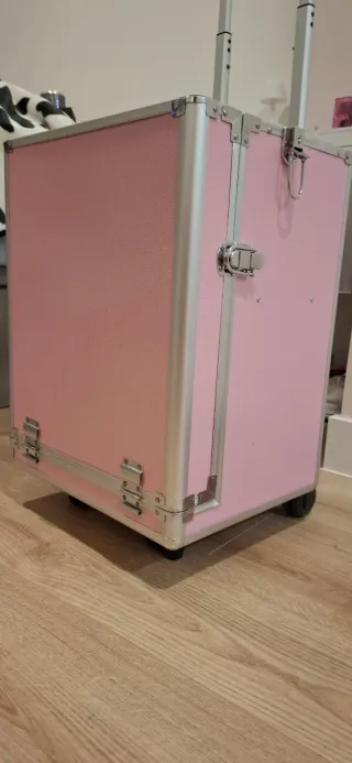 Maletín Peluquería/Maquillaje Rosa con Ruedas