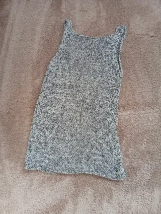 Camiseta punto Zara mujer gris