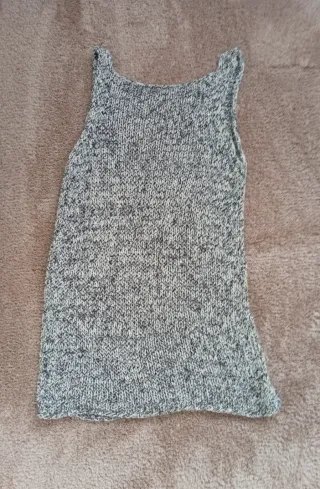 Camiseta punto Zara mujer gris