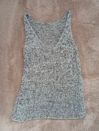 Camiseta punto Zara mujer gris