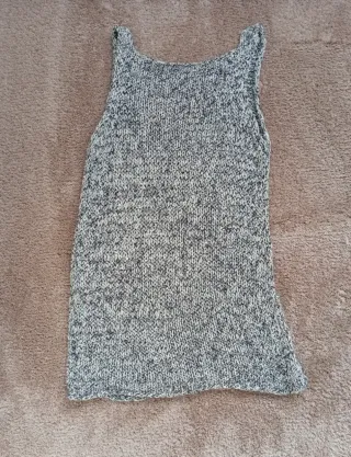 Camiseta punto Zara mujer gris
