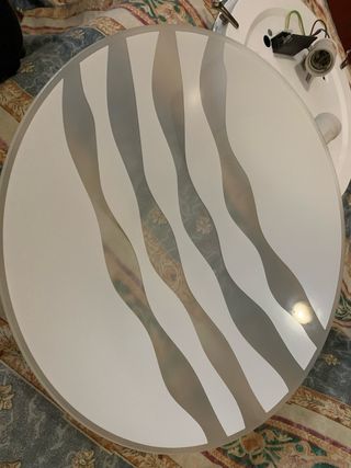 Plafoniera vetro bianco satinato onde grigie