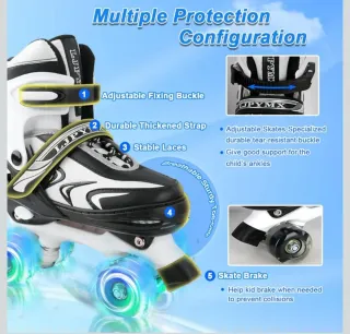 Pattini a rotelle bambino regolabili 4 ruote