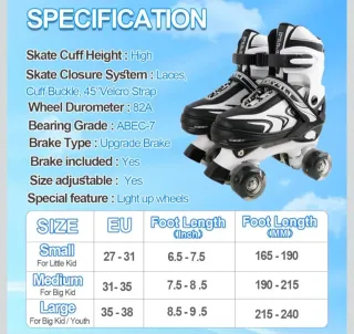 Pattini a rotelle bambino regolabili 4 ruote