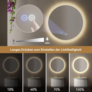 Espejo regulable LED baño 80cm Redondo