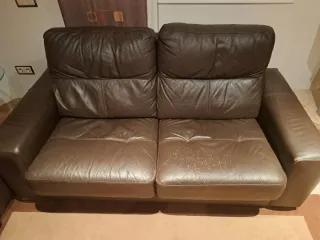 Sofá 2 plazas piel marrón