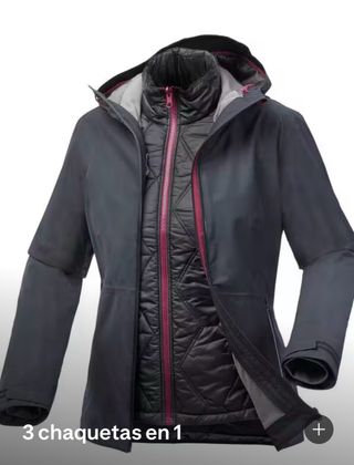 Chaqueta Montaña Quechua Mujer Negra 3en1