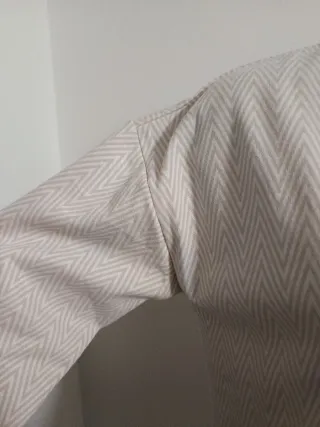 Jersey mujer beige y blanco