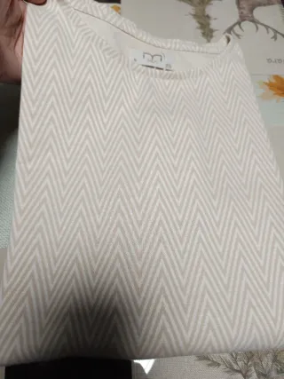 Jersey mujer beige y blanco