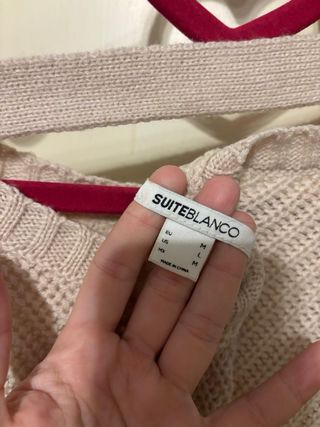 Jersey bicolor rosa palo y gris talla M