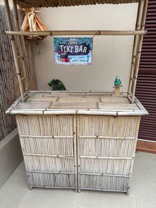 Bar Hawaiano Bambú con 2 Taburetes
