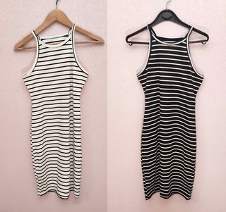 2 Vestidos Tubo Rayas Blanco y Negro Talla Única