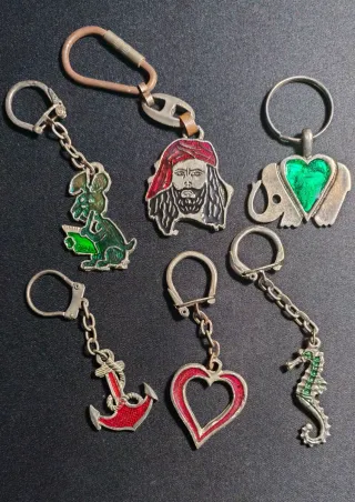 Lotto 6 Portachiavi Smaltati Vintage