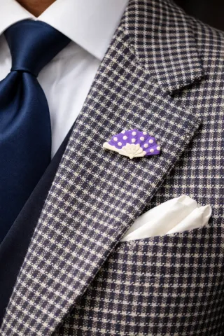 Broche abanico morado y beige