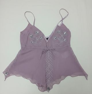 Top lencero gasa bordado lentejuelas