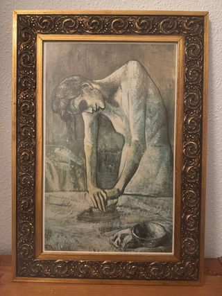 Lámina “Mujer planchando” Picasso con marco dorado
