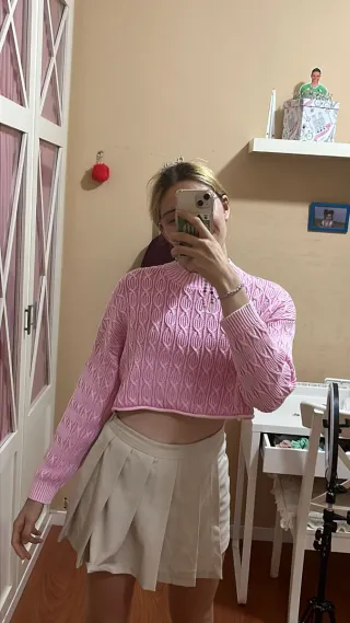 Jersey trenzado crop  efecto desgastado Talla S