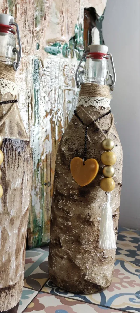 Jarrón Rústico_botella_ Artesanal⚱️