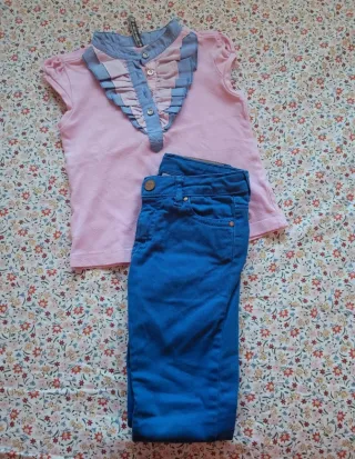 Lote Ropa Zara Niña T3: Camiseta, Short y Vaquero
