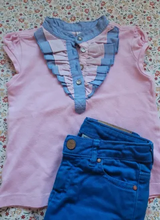 Lote Ropa Zara Niña T3: Camiseta, Short y Vaquero