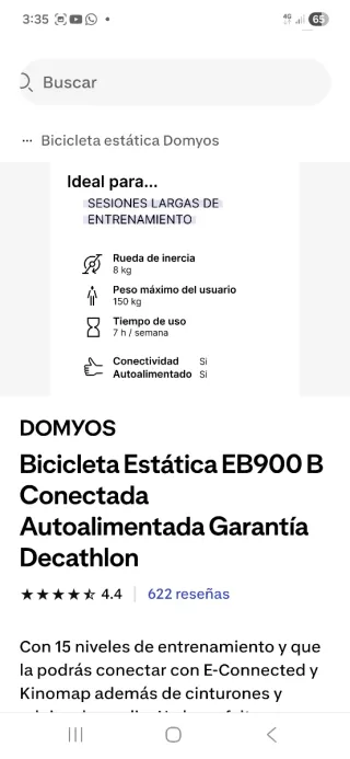 Bicicleta Estática Domyos 900