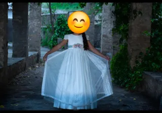 Vestido de comunión blanco y azul