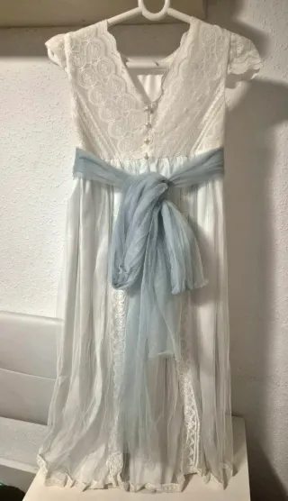 Vestido de comunión blanco y azul