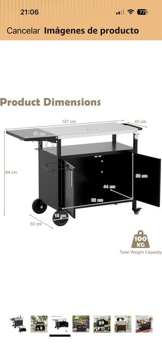 Carro Barbacoa Jardín Negro/Plata