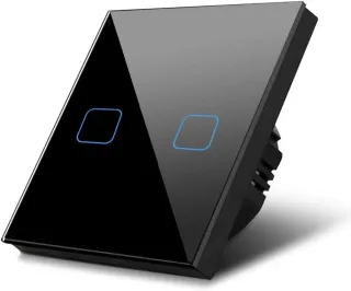 Interruptor de luz táctil, doble, vidrio, negro