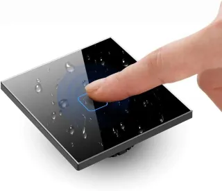 Interruptor de luz táctil, doble, vidrio, negro