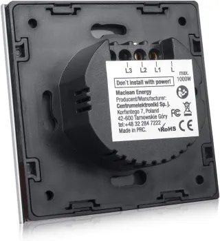 Interruptor de luz táctil, doble, vidrio, negro