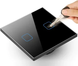 Interruptor de luz táctil, doble, vidrio, negro