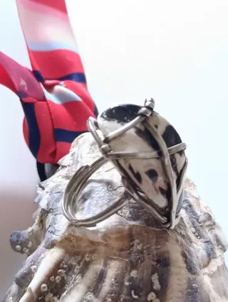 Anillo Jaula Concha Natural Boho Chic Artesanal