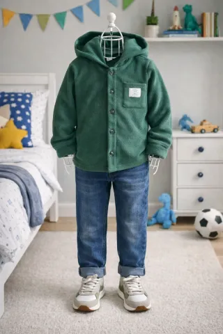 Casaco Polar Verde Escuro Shein C/ Capucho