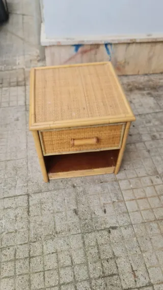 Comodini vintage rattan e bambù