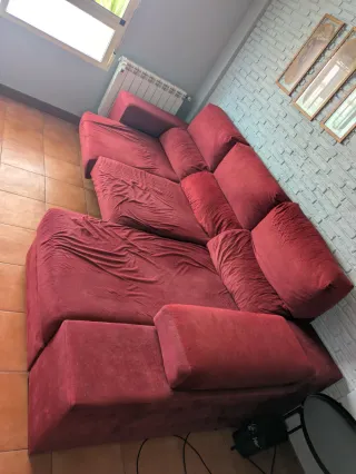 Sofá Chaise Longue Izq Rojo Terciopelo