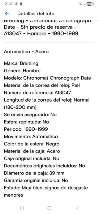 Reloj Breitling Original