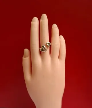 Anello doppio cuore acciaio inox regolabile